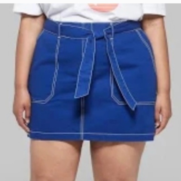 wild fable Denim - Wild Fable Women Blue Belted Contrast Stitch Utility Skirt Plus Size 22W. NWT